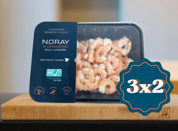 3x2 Langostino cocido, pelado y desvenado en bandeja de 500gr (60/80 piezas) - Promo 3 bandejas