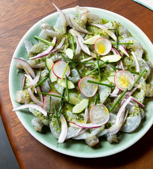 Aguachile verde de langostinos Noray por Roberto Ruiz